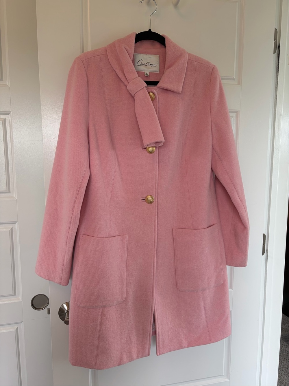 Carol Anderson By Invitation “Cabi” Pink Wool Blend Women's Coat with Tie Collar